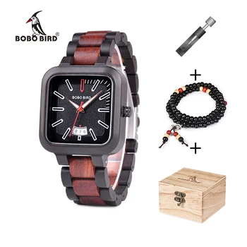 BOBO BIRD drewniane zegarki męskie 2020 Stylowy zegarek kwarcowy chronograf data auto sportowe zegarki drewniane pudełko na prezenty Relogio masculino