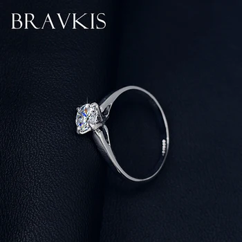 BRAVEKISS okrągły kamień CZ pasjans pierścień ślubne obrączki pasy dla kobiet, klasyczne biżuteria sojusz Ринген prezenty BJR0137