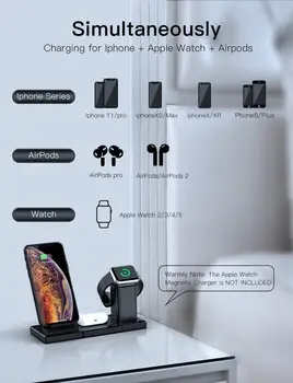 Bezprzewodowa ładowarka 3 w 1 Qi fast charging station dla Apple iWatch AirPods Pro, bezprzewodowa ładowarka podstawka jest kompatybilna z iPhone 11