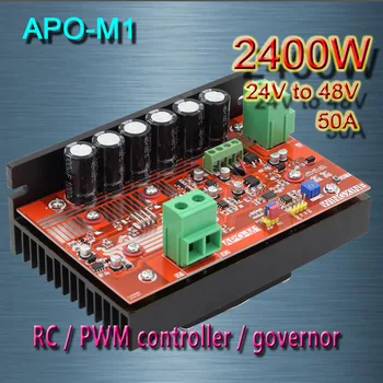 Bezpłatna wysyłka, APO-M1 50A ESC DC brush motor PWM controller + RC + speed controller 2400W(MAX)/24V-48V