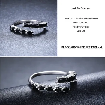 Black Awn 2020 New bijoux Trendy 925 Sterling Silver Fine Jewelry Black Spinel pierścionek zaręczynowy dla kobiet Anillos Mujer G067
