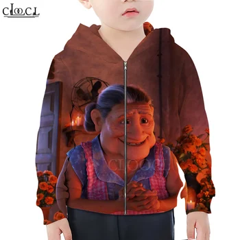 CLOOCL kreskówka Pixar CoCo dzieci jesień zamek błyskawiczny bluza chłopiec dziewczynka 3D print bluza z kapturem, bluzki moda gorąca sprzedaż sweter