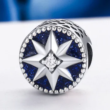 CODEDOG 925 srebro, płatek Śniegu, gwiazda niebieski emalia olśniewające CZ koraliki pasują oryginalne 3mmBracelets dla kobiet C205