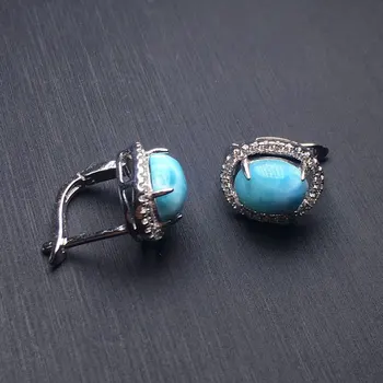 CSJ Classic Larimar good Earring Sterling 925 Silver Natural Blue Gemstone Fine Jewelry ślubne obrączki dla kobiet prezent