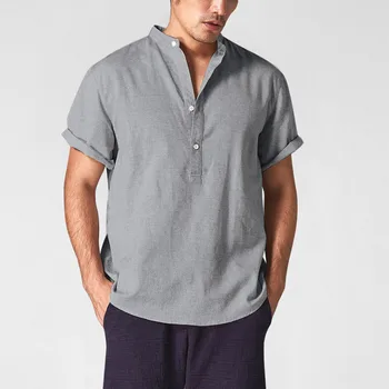 Camisa koszula męska letnia koszula męska z krótkim rękawem top nowy wygodny styl koszula męska z bawełny i lnu