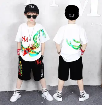 Chłopcy zestawy ubrań dla dzieci kreskówka Phoenix koszulka z krótkim rękawem +spodnie komplet dwuczęściowy zestaw odzież Dziecięca dla chłopców 6 8 10 14 lat
