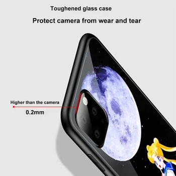 Ciciber ładny Sailor Moon Cat case dla Iphone 11 etui dla Iphone 11 XR Pro XS MAX X 7 8 6 6 S Plus SE 2020 hartowane szkło pokrywa