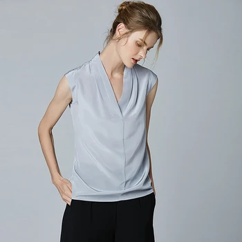 Ciężki jedwabny top Damska koszulka jednolity prostą konstrukcję bez rękawów 5 kolorów praca biurowa kamizelka elegancki styl nowa moda