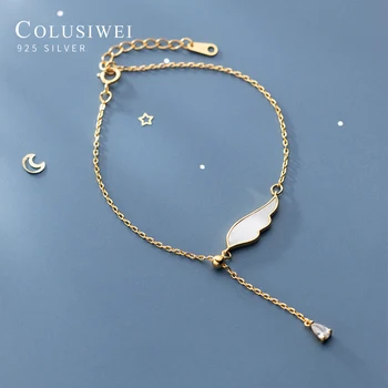 Colusiwei obecnie стерлинговое srebro próby 925 słodkie białe umywalki Skrzydła koraliki kształt kropli wody łańcuszek bransoletka dla kobiet dziewczyna wykwintne biżuteria