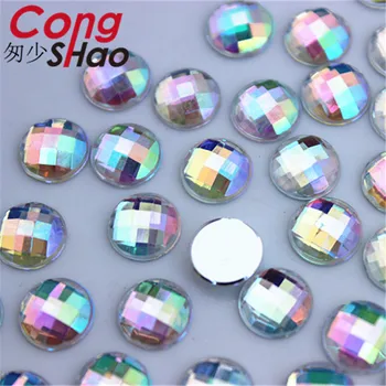 Cong Shao 300szt 8mm AB Clear Flat Back Acrylic Round Rhinestone aplikacja kamienie kryształy kaboszon do DIY kombinezonu przycisk CS438A