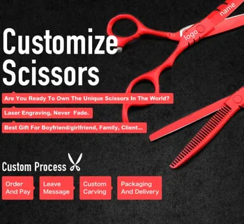 Customize classic 6 inch ruby cut hair scissors thinning barber styling tools cutting nożyczek nożyczki nożyczki fryzjerskie zestaw