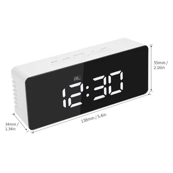 Cyfrowy wyświetlacz led planszowe cyfrowy zegar na biurko lustro zegar 12H/24H funkcja alarmu i drzemki termometr regulowana jasność