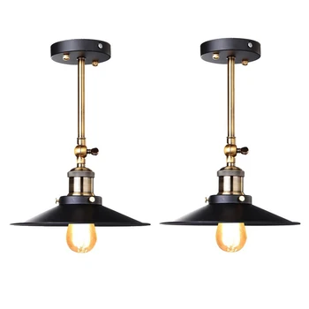 Czarny retro przemysłowy Edison Vintage kinkiet/lampa sufitowa - antyczne wykończenie mosiądz dźwignia z metalowym kloszem (średnica: 20 cm)