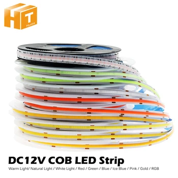 DC12V 384 diody COB LED Strip 630LEDs RGB Elastyczny COB LED Lights Red / Greeen / Blue / Ice Blue / Pink / Gold LED Tape 5m/Lot