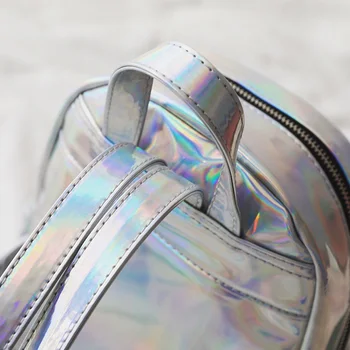 DIOMO mini plecak dla kobiet holograficzny torba hologram kobiet słodki, mały plecak dla dziewczyn tylna torba srebrny