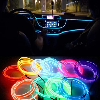 DIY 2M3M5M oświetlenie wewnętrzne auta Auto Strip Garland EL Wire Rope Tube Line elastyczny neon z 12 W USB papierosów napęd D35