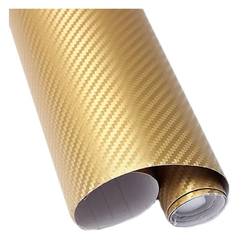 DIY 30x127 3D Carbon Fiber Decal vinyl film Wrap Roll samochodowy samoprzylepna naklejka liść złoto