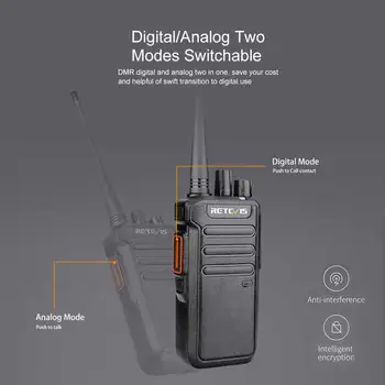 DMR-Digital Walkie Talkie 5W Retevis RT43 UHF 400-480 Mhz 32CH Radio Communicador ładowarka USB dwukierunkowe Radio cyfrowe/analogowe radio