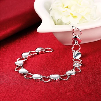 DOTEFFIL srebra próby 925 stałe puste pełne serce bransoletka dla kobiety Urok ślub zaręczyny partii Modne ozdoby
