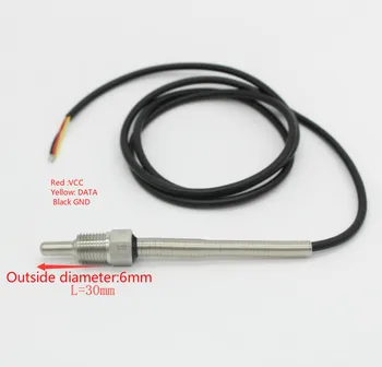 DS18B20 cyfrowy czujnik temperatury G1/4 gwint sondy OD=6 mm 1 m PVC 3-żyłowy przewód obudowa ze stali nierdzewnej L30mm - L300mm