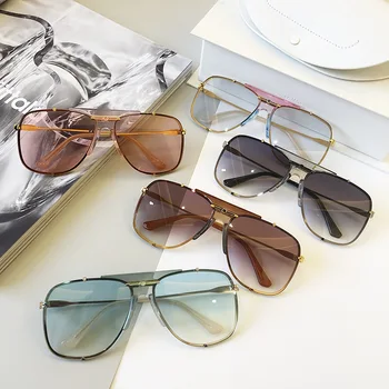 Damskie luksusowe kwadratowe okulary dla mężczyzn oversize zielone różowe oryginalne markowe markowe okulary damskie Modne odcienie punktów