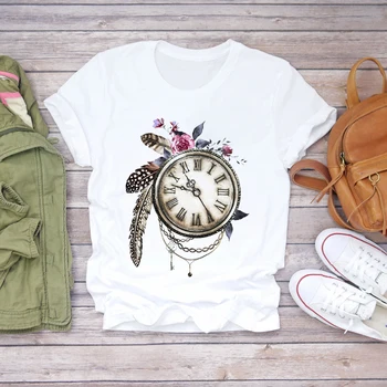 Damskie t-shirty roślin kwiat Akwarela kwiatowy Lato Jesień 90-tych damska graficzny t-shirt panie druku Lady koszulka t-shirt damski t-Shirt