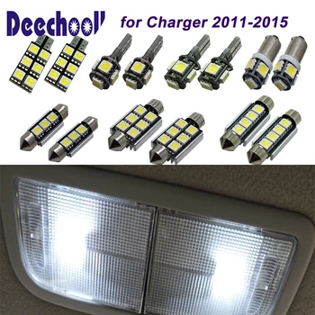 Deechooll 13шт samochodowe żarówki led do Dodge Charger,zimny biały wewnętrzne światło dla Dodge Charger 2011-kopułkowe lampki do czytania
