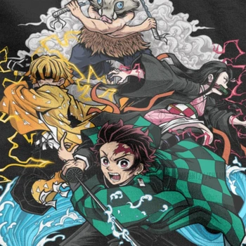 Demon Slayer Koszulka Mężczyźni Inosuke Anime Demon Blade Nowość Czysta Bawełna Trójniki O Neck Z Długim Rękawem T-Shirt Prezent Na Urodziny Odzież