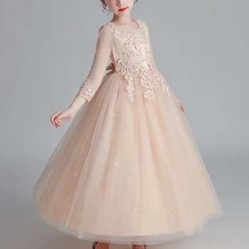 Dla dzieci sukienki dla dziewczynek sukni ślubnej kwiat sukienka Księżniczka sukienka letnia długa sukienka fotelik netto sukienka z rękawami cw683