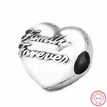 Doskonała jakość 925 srebro połysk serce rodzinny związek klip koraliki DIY Fit PANDORA charms dla kobiet tworzenia biżuterii CL036