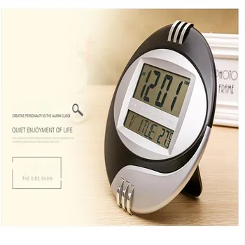 Duże LCD-Cyfrowe Zegary Ścienne Snooze Elektroniczne Budziki 24 / 12 Godzin Wyświetlacz Kalendarz Temperatura Led Mute Desktop Smart