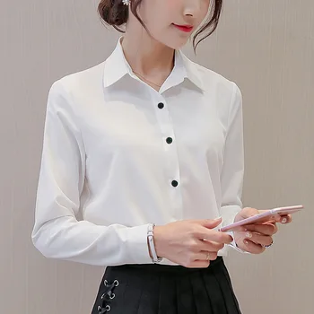 Duży rozmiar biała koszula damska szyfon biurowe profesjonalna koszula kurtka 2018 jesienna moda casual shirt z długim rękawem damska Róża