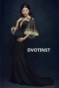 Dvotinst Women Photography Props Maternity Dresses Pregnancy Dress Ciąży Tylna Spódnica Perspektywa Elegancki Studyjny Zdjęcia Rekwizyty