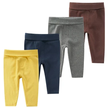 Dziecięce spodnie wiosna i jesień nowe baby chłopcy i dziewczęta czysty kolor elastyczny pas legginsy bawełna miękki strój spodnie dla 0-24 m