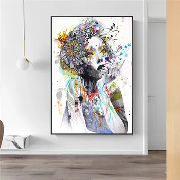Dziewczyna z kwiatami streszczenie sztuka płótna dziewczyna z motylem ścienne plakaty pop-art ściany sztuki do salonu wystrój domu