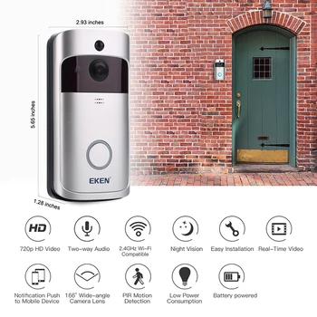 EKEN V5 Smart WiFi Video Doorbell Camera wizualny domofon z gong noktowizor IP dzwonek do drzwi bezprzewodowa kamera bezpieczeństwa w domu