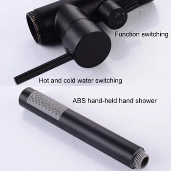 ELLEN podłogowe, baterie do wanny z ręcznym prysznicem, gorąca i zimna wanna czarny bateria wannowa Mieszacz wody z kranu ELS2010