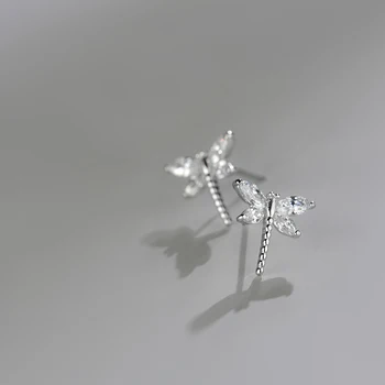 Elegancki piękny zapobiec alergii 925 srebro Kryształ kolczyki Ważki dla kobiet biżuteria prezent brincos oorbellen