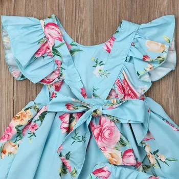 Emmababy lato najnowsza moda noworodka dziewczynka odzież kwiatowy print wzburzyć sukienka krótkie spodnie 2 szt. stroje lato Clohtes