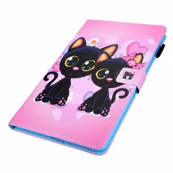 Etui do Samsung Galaxy Tab A 2019 10.1 inch T510 T515 SM-T510 T515 Cover Funda Tablet Fashion Painted Black Cat Shell Stand