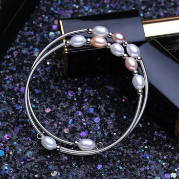 FENASY podwójna warstwa pearl bransoletka rurka moda naturalne słodkowodne perły bransoletka perły regulowana bransoletka dla kobiet biżuteria