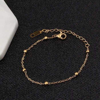 FINE4U B190 stal nierdzewna koraliki bransoletki dla kobiet kolor złoty łańcuch bransoletka Pulseiras bransoletki różaniec biżuteria