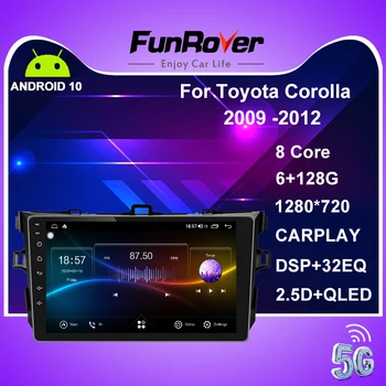 FUNROVER Android 10.0 128G DSP Carplay samochodowy Radio odtwarzacz multimedialny Toyota Corolla 2009 -2012 audio GPS nawigacja 2 Din DVD