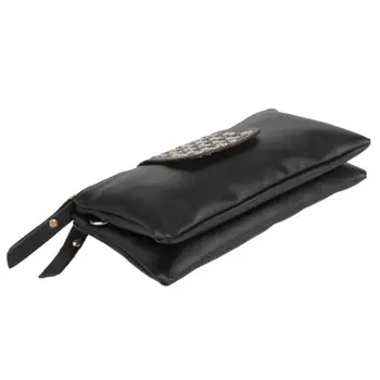 Faux skórzana torba damska podwójna błyskawica nit torba na telefon komórkowy, portfel