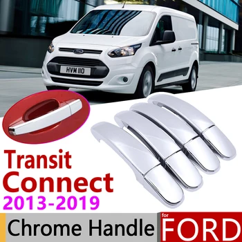Ford Transit Connect MK2 Wagon 2013~2019 chromowana klamka pokrywa akcesoria samochodowe naklejki zestaw wykończenia 2016 2017 2018