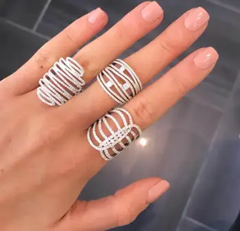 GODKI 2019 modne stosy Urok oświadczenie pierścień dla kobiet sześciennych Cyrkon palec pierścień koraliki Urok pierścień czeski plaża biżuteria