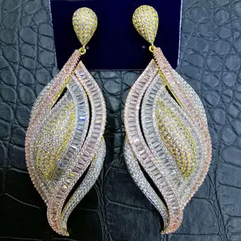 GODKI Luxury Cubic Zircon Crystal CZ czysta długa висячая kolczyk dla kobiet Afrykański ślub kolczyk aretes de mujer modernos 2021