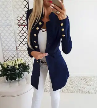Gorący styl Damska kurtka sexy kołnierz-podstawa z długim rękawem jednorzędowa przycisk płaski mały garnitur, płaszcz nowy wielokolorowy duży rozmiar bluzki