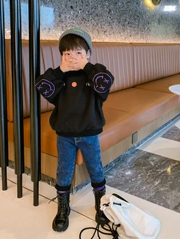 Gruba ciepła jednowarstwowa Bluza dla chłopców marki mody Winter Medium and Older Children ' s Korean Fashion Baby Winter Trendy