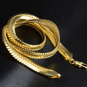 Gęsta gruba złota i mosiężne Węża kość łańcuchy męskie damskie opieczętowane naszyjniki 9 mm 20